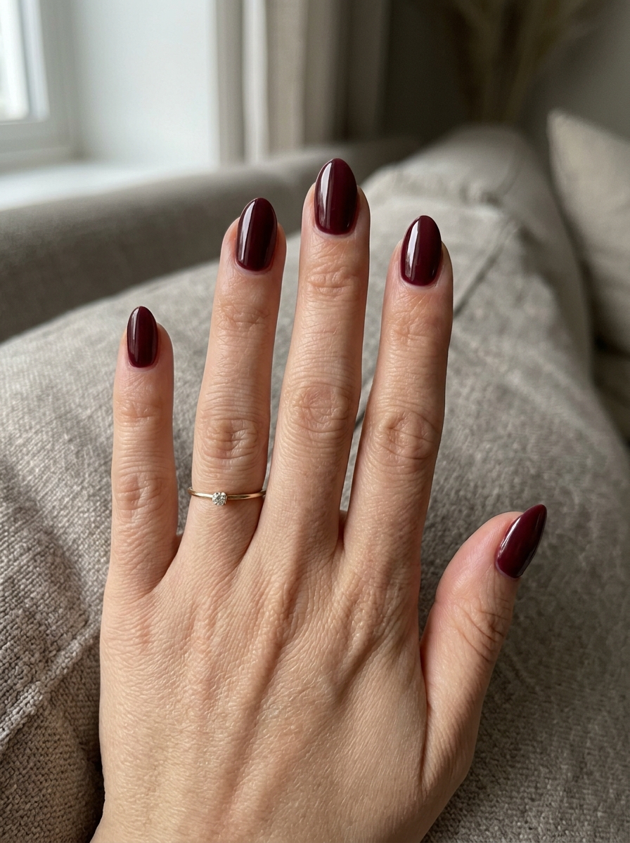 Burgundy Short Almond Nails als Kurze Almond Nails Inspiration 2026
